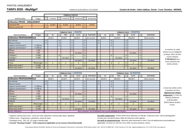 Tarifs Photos MgpY 2020